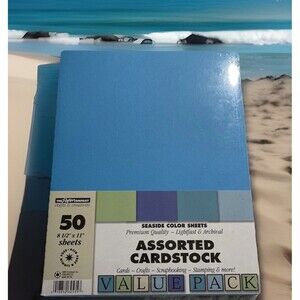 The Paper Company Assorted Cardstock SEASIDE Color Sheets 8.5" x 11" ~ 50 Sheets
